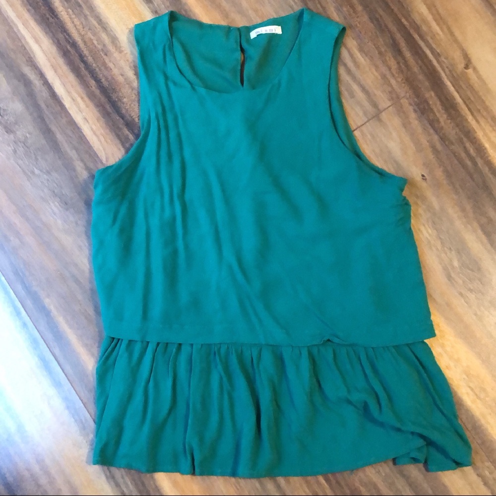 Green peplum top; Size M